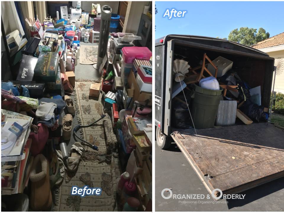 Organizing hoarder houses by purging trash while organizing
