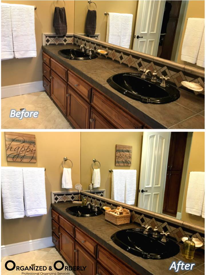 Bathroom Organization before and after