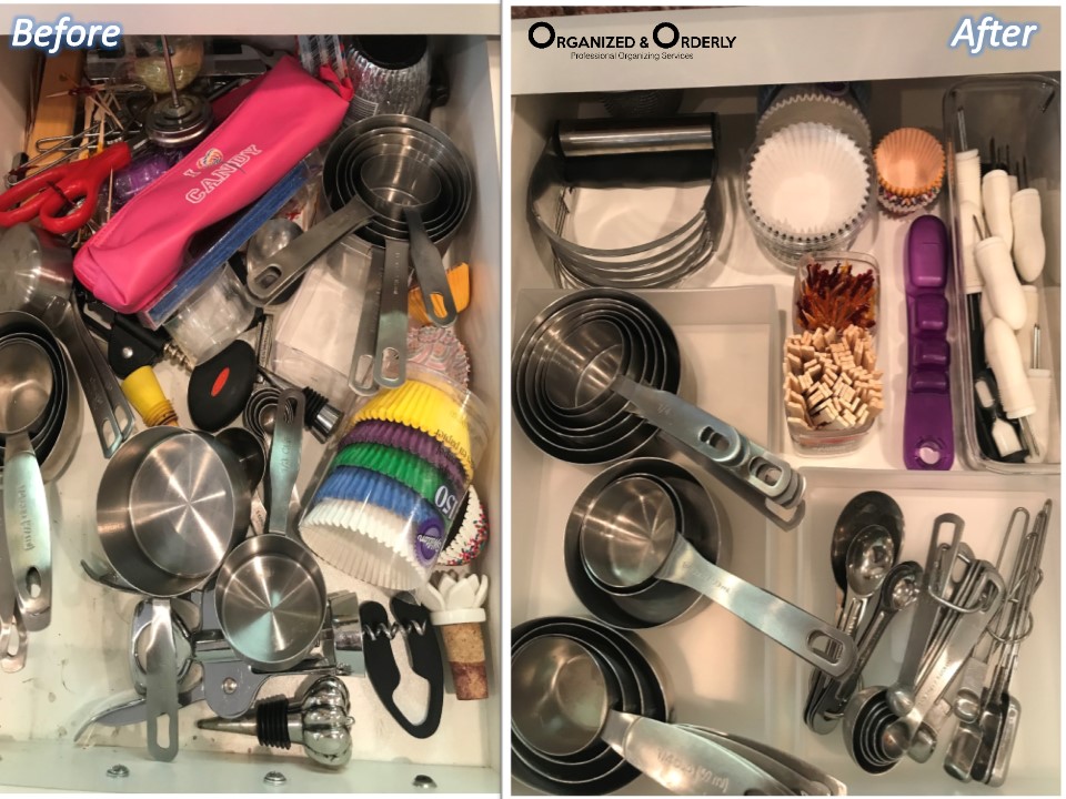 Drawer organization before and after