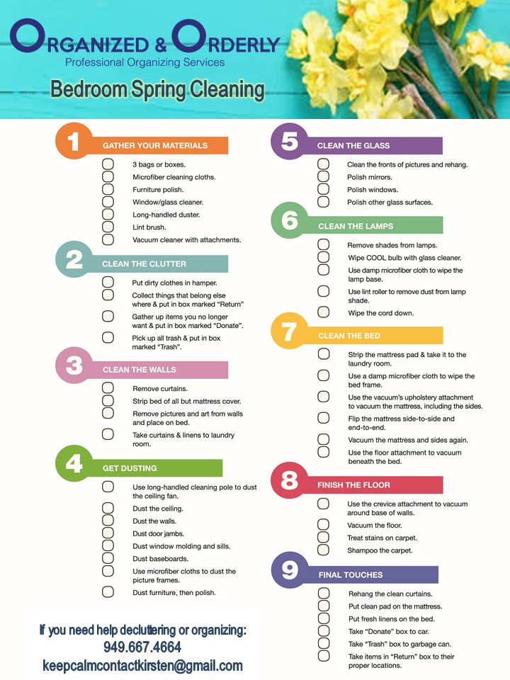 Organized and Orderly Bedroom Spring Cleaning Checklist